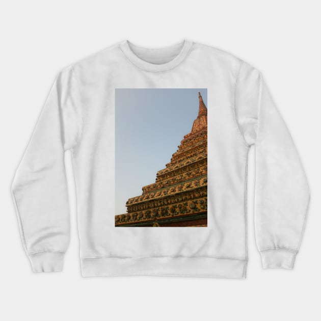 Second unusual low angle view of a Buddha stupa against clear sky. Crewneck Sweatshirt by kall3bu